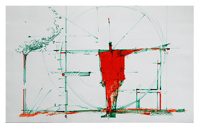 Vitruvian, ink on paper